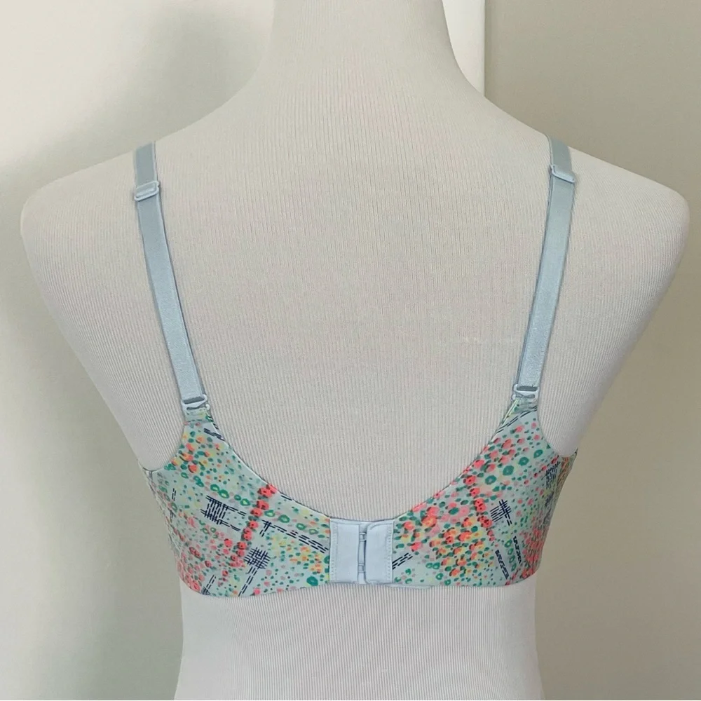Victoria’s Secret Women’s Perfect Coverage Floral Print Bra Blue and Pink 36C